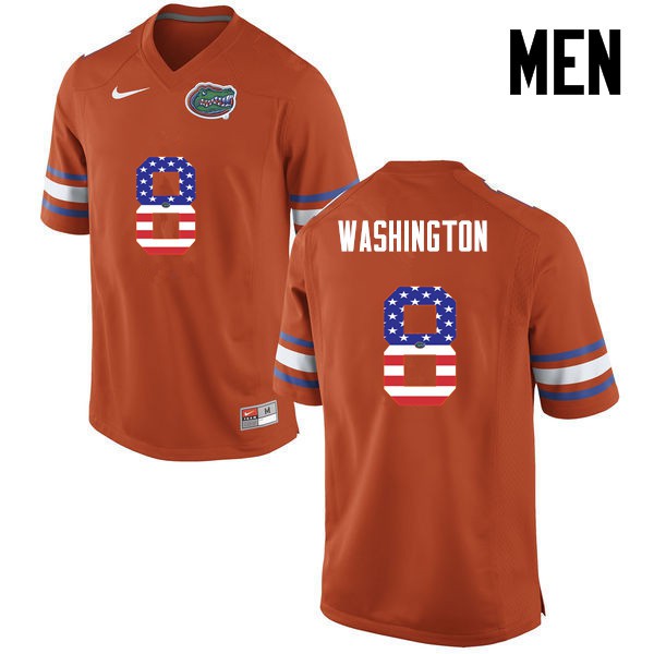 Florida Gators Men #8 Nick Washington College Football USA Flag Fashion Orange